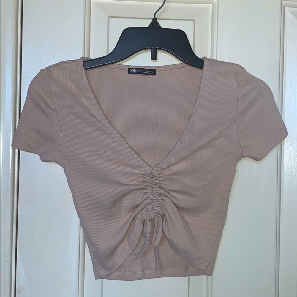 zara ruched crop top (size: Small)
